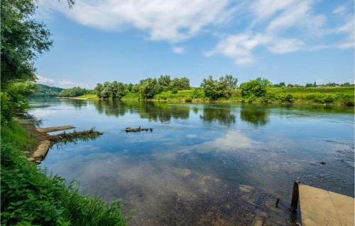 a river with some trees and clouds in the water at 3 Bedroom Cozy Home In Stari Brod in Stari Brod
