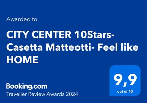 Majutusasutuses "CITY CENTER 10Stars"- Casetta Matteotti- Feel like HOME olev sertifikaat, autasu, silt või muu dokument