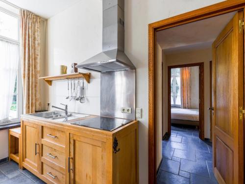 a kitchen with a sink and a stove at Domaine Château de Dieupart in Aywaille