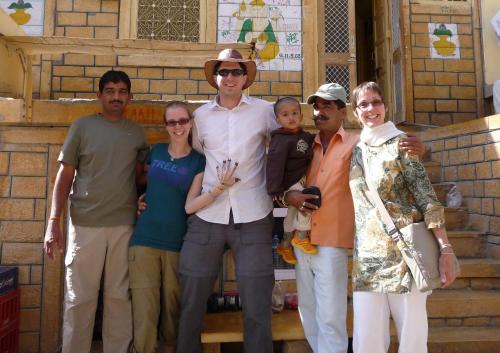 a group of people posing for a picture at Gajanand Guest House in Jaisalmer