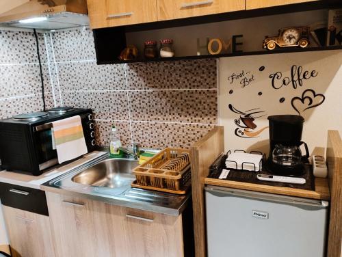 Kuchyň nebo kuchyňský kout v ubytování Mini House Volos