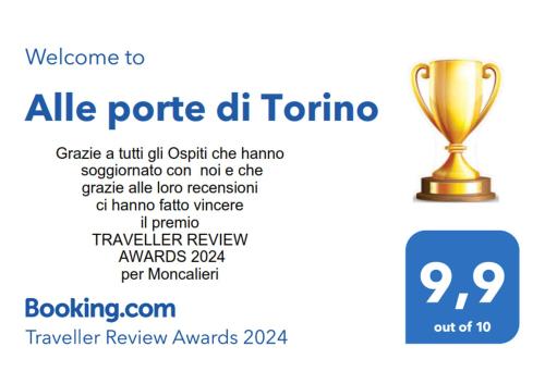 a yellow trophy on top of a blue card at Alle porte di Torino in Moncalieri