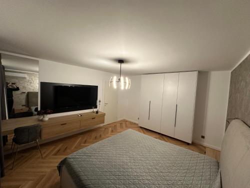 TV a/nebo společenská místnost v ubytování Traian Deluxe