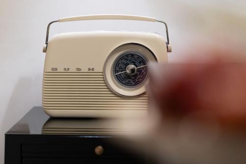 a close up of a radio on a table at Palazzo Maritati in Nardò