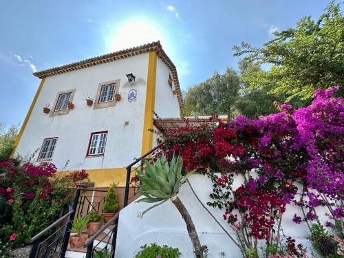 a building with flowers on the side of it at Artisan´s Guest House in Óbidos