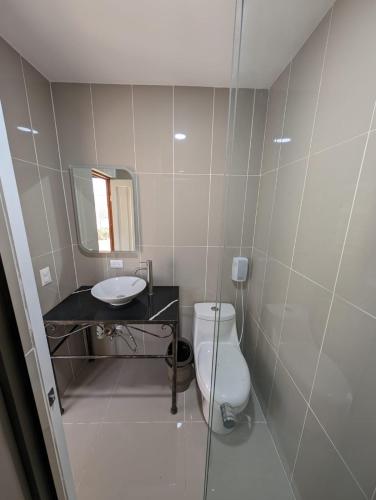 Koupelna v ubytování Hotel Abrego