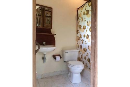 帕洛米諾的住宿－Casa Moringa，一间带卫生间和水槽的浴室