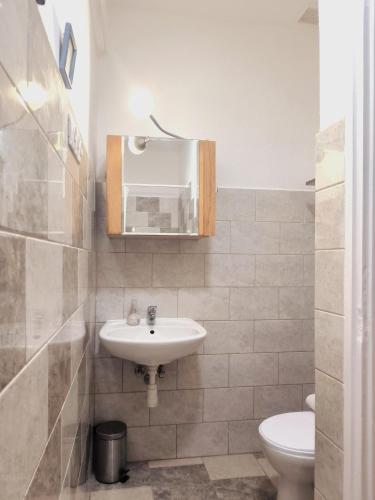 a bathroom with a sink and a toilet at Caesar Residence in Budapest