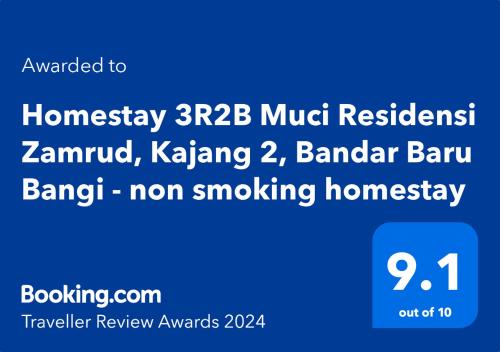 Majutusasutuses Homestay 3R2B Muci Residensi Zamrud, Kajang 2, Bandar Baru Bangi - non smoking homestay olev sertifikaat, autasu, silt või muu dokument