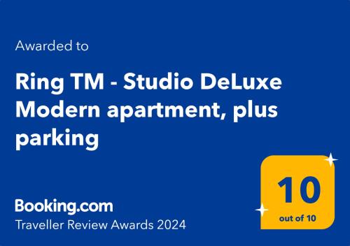 Certificat, récompense, panneau ou autre document affiché dans l'établissement Ring TM - Studio DeLuxe Modern apartment, plus parking