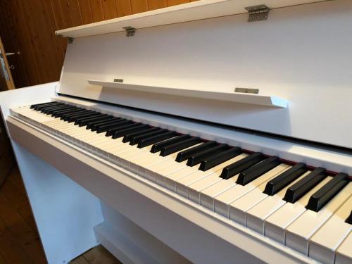 a white piano sitting on top of a table at Chalet del Sole in Quinto
