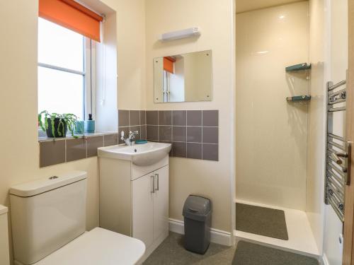 a bathroom with a toilet and a sink at The Annexe in Fakenham