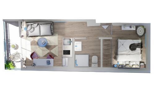 a rendering of a floor plan of a room at Marbella-Peñuelas Old Town Apartments in Marbella