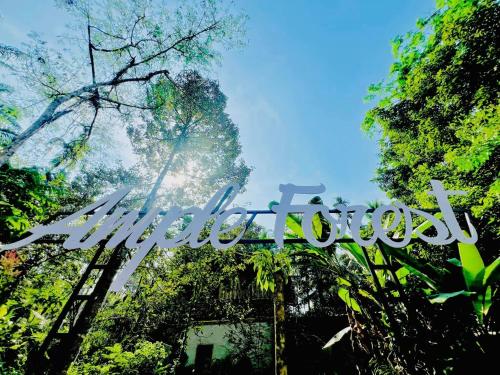 a sign for the amazonazonazon logo in a forest at Ample Forest Khao Sok Farmstay in Ban Ya Plong