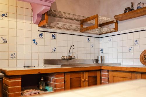 cocina con fregadero y encimera en Reggioli- Appartamento Erborista, en Gaiole in Chianti