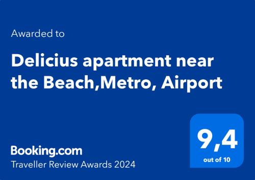 a blue sign that reads disabled appointment near the beach metro airport at Delicius apartment near the Beach,Metro, Airport in Copenhagen