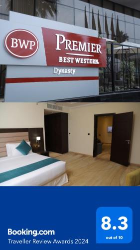 a sign that reads premier best western in a bedroom at Best Western Premier Dynasty in Addis Ababa