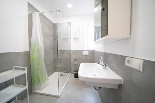 W łazience znajduje się umywalka, prysznic i toaleta. w obiekcie DWK: Monteurhaus Braubach bei Koblenz w mieście Braubach