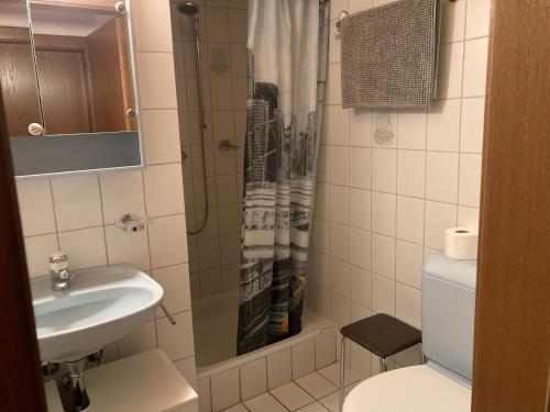 RosswaldにあるChalet Gerberaのバスルーム(洗面台、トイレ、シャワー付)