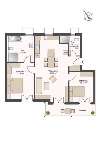 a floor plan of a house at Villa Rosenhof (4 Personen +) in Lindau