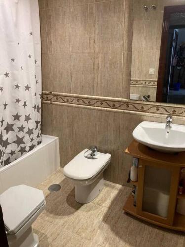 ein Bad mit einem WC und einem Waschbecken in der Unterkunft Piso 3 dormitorios en el centro in Cádiz