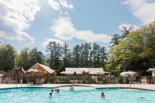 a group of people in a swimming pool at Huttopia White Mountains in Albany