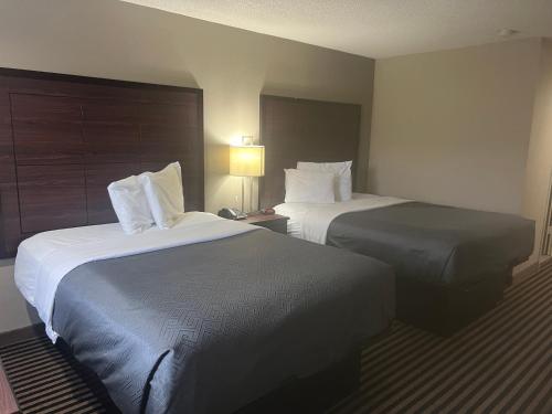 a hotel room with two beds and a lamp at Econo Lodge Florence - Darlington in Florence