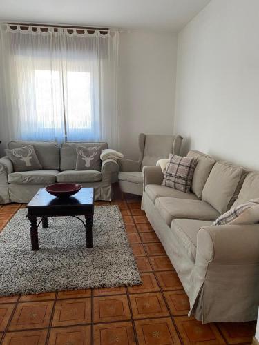 a living room with a couch and a coffee table at Mountain Apartments Tarvisio in Tarvisio