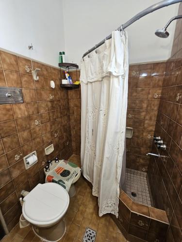 a bathroom with a toilet and a shower at Chalet Salta in Salta