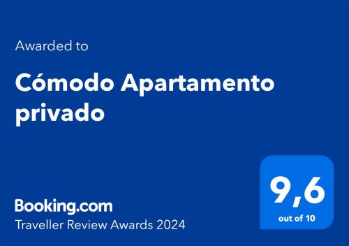 Πιστοποιητικό, βραβείο, πινακίδα ή έγγραφο που προβάλλεται στο Cómodo Apartamento privado