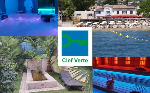 un collage de quatre photos d'un complexe hôtelier dans l'établissement Hôtel & Spa La Villa, à Sainte-Maxime