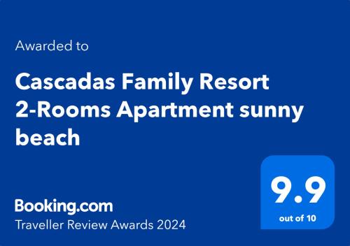 Сертификат, награда, табела или друг документ на показ в Cascadas Family Resort 2-Rooms Apartment sunny beach