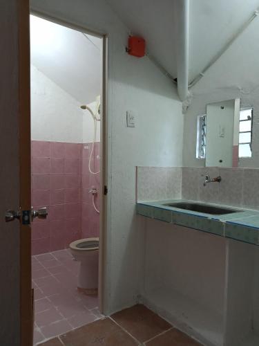 a bathroom with a sink and a toilet at Czar's Place in Siquijor