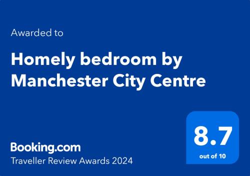 a blue sign with the words honeymoon by manchester city centre at Suite 5 - Homely Ensuite Room near City Centre in Manchester