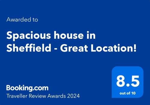 a blue sign with the words spacious house in sherfield great location at Spacious House in Sheffield - Great Location! in Attercliffe