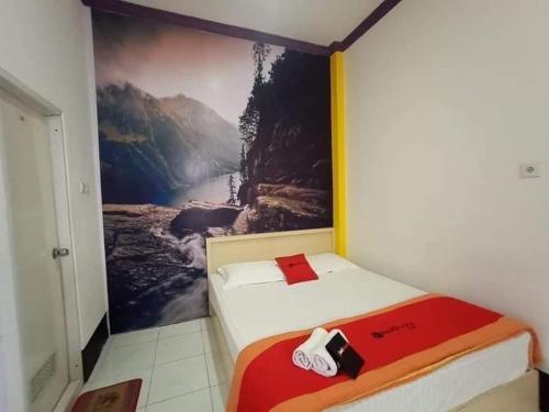 巴厘巴板的住宿－Pavillion EMWEKA Balikpapan，卧室墙上有绘画作品