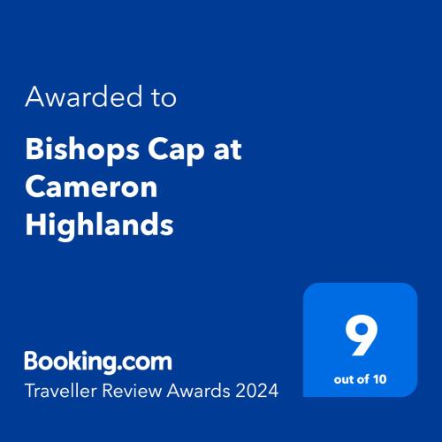 a screenshot of a phone with the text awarded to bikescap at camera highlands at Bishops Cap at Cameron Highlands in Brinchang