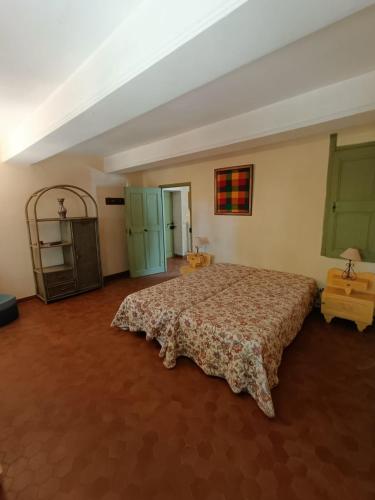 - une grande chambre avec un lit et des armoires vertes dans l'établissement Maggie 3 personnes, à Pont-Saint-Esprit