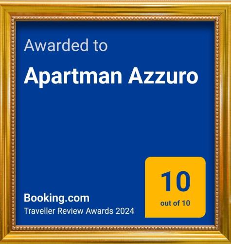 a picture frame with the words awarded to aprilanan azento at Apartman Azzuro in Pržno