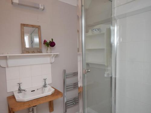 y baño con lavabo y ducha. en 3 Bed in Langport 75576 en Curry Rivel