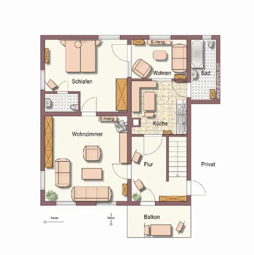 a floor plan of a house at Haus Biggi - Ferienwohnung Säntis in Weiler-Simmerberg
