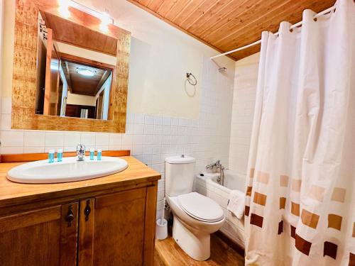タウイにあるApartamento Sant Climent Timmoのバスルーム(洗面台、トイレ、鏡付)