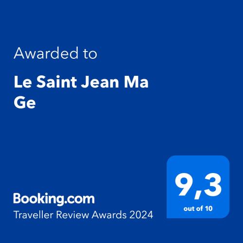 une boîte de texte bleue avec les mots attribués au saint lean mag dans l'établissement Le Saint Jean Ma Ge, à Dieppe