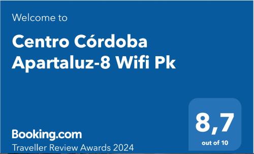 Centro Córdoba Apartaluz-8 Wifi Pkに飾ってある許可証、賞状、看板またはその他の書類