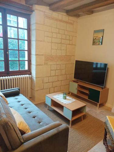 Televisyen dan/atau pusat hiburan di Gîte avec vue sur l'Indre