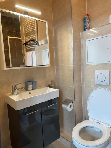 Ένα μπάνιο στο Zweizimmerwohnung am Markt