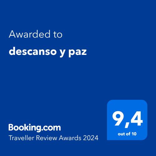 a blue screen with the text awarded to desensus y pass at descanso y paz in Caldera