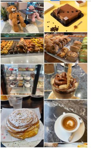 a collage of pictures of different pastries and a cup of coffee at Bed and Breakfast il Pesciolino in Trani