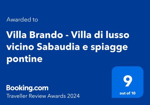 Sijil, anugerah, tanda atau dokumen lain yang dipamerkan di Villa Brando - Luxury Stay near Sabaudia and Pontine Beaches