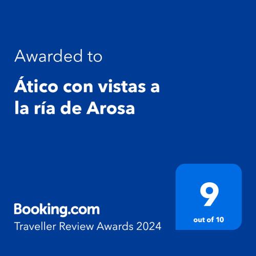 a screenshot of a cell phone with the text awarded to africa con vista at Ático con vistas a la ría de Arosa in Rianjo